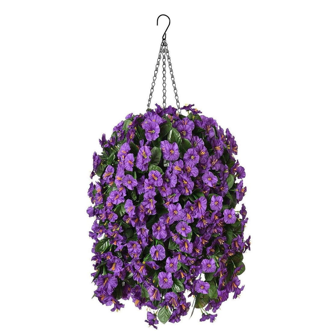 Morning Glory Hanging Basket 4 branches Silk Flowers - 35&quot; Purple Flowers