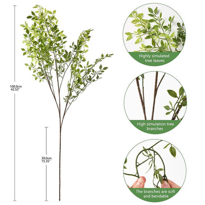 2 Stems Of Artificial Nandina Faux Greenery Plant - 42‘’ - HyeFlora