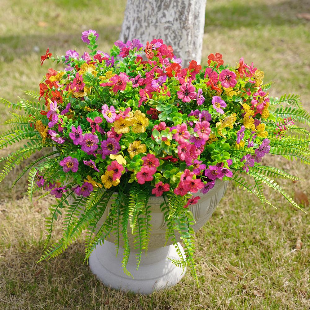 Silk Daisy Flowers on Eucalyptus Stems with Artificial Fern Accents - 14&quot; - HyeFlora