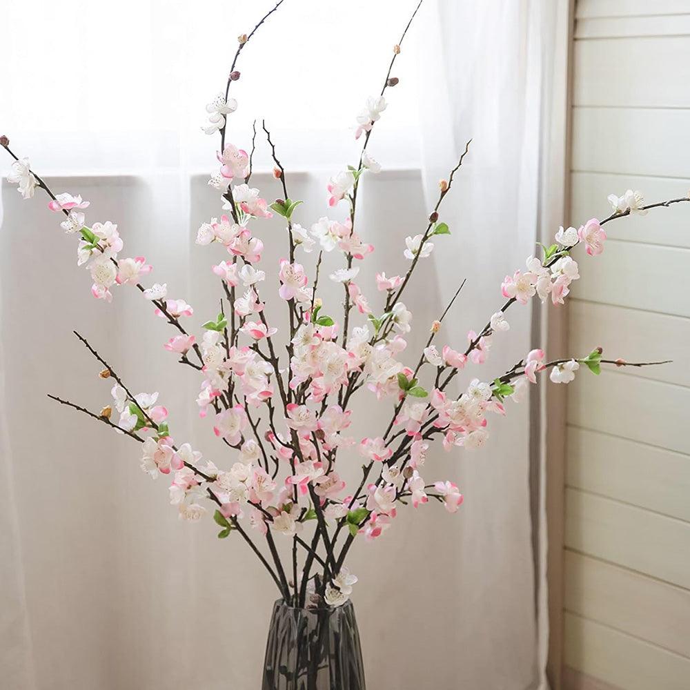 4 Stems Of Artificial Silk Plum Blossom Branches - 47” - HyeFlora