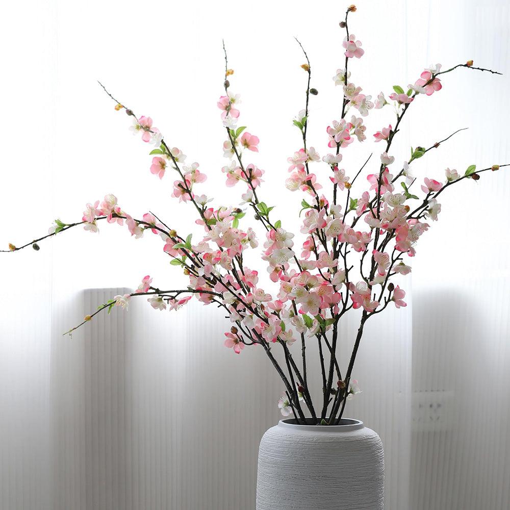 4 Stems Of Artificial Silk Plum Blossom Branches - 47” - HyeFlora