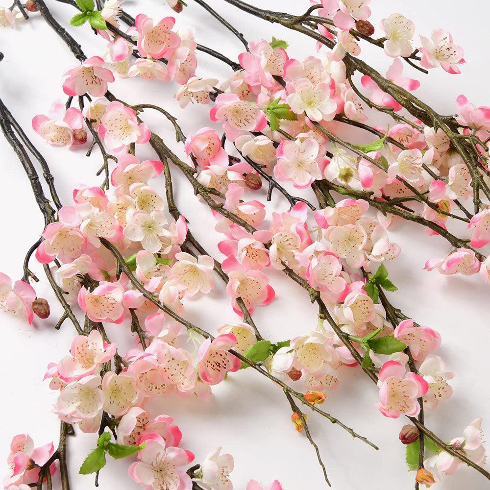 4 Stems Of Artificial Silk Plum Blossom Branches - 47” - HyeFlora