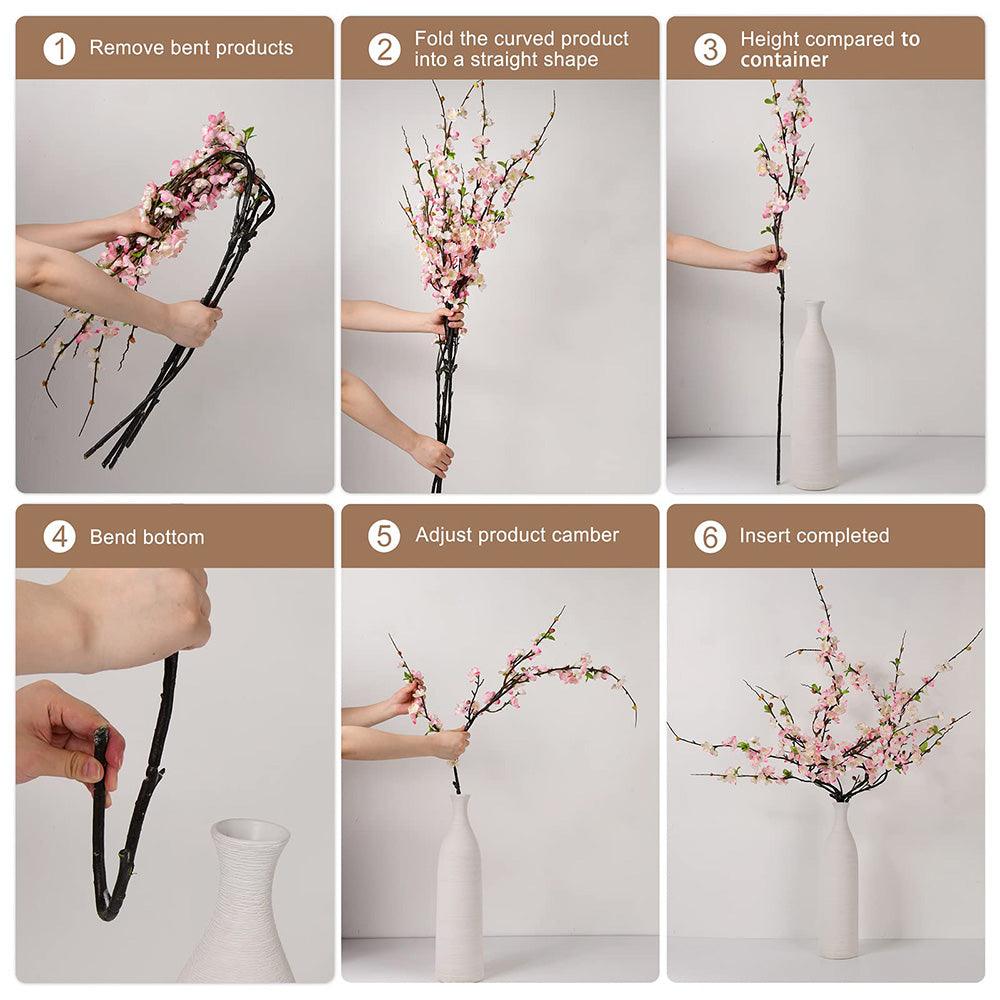 4 Stems Of Artificial Silk Plum Blossom Branches - 47” - HyeFlora