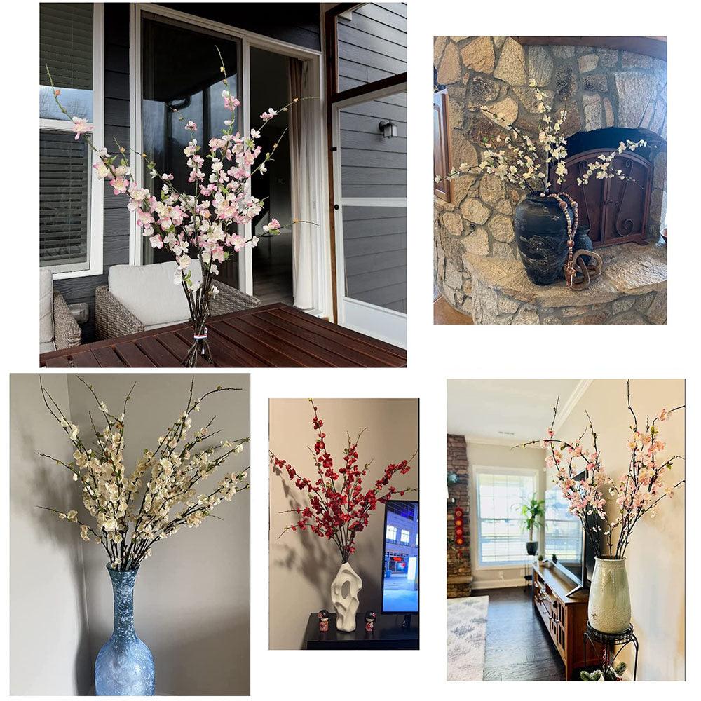 4 Stems Of Artificial Silk Plum Blossom Branches - 47” - HyeFlora