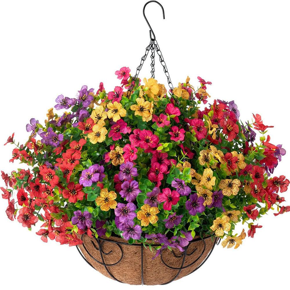 Silk Daisy Mums With Hanging Basket - 16&quot; - HyeFlora