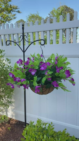 17&quot; Faux Silk Azalea with Hanging Basket- Purple