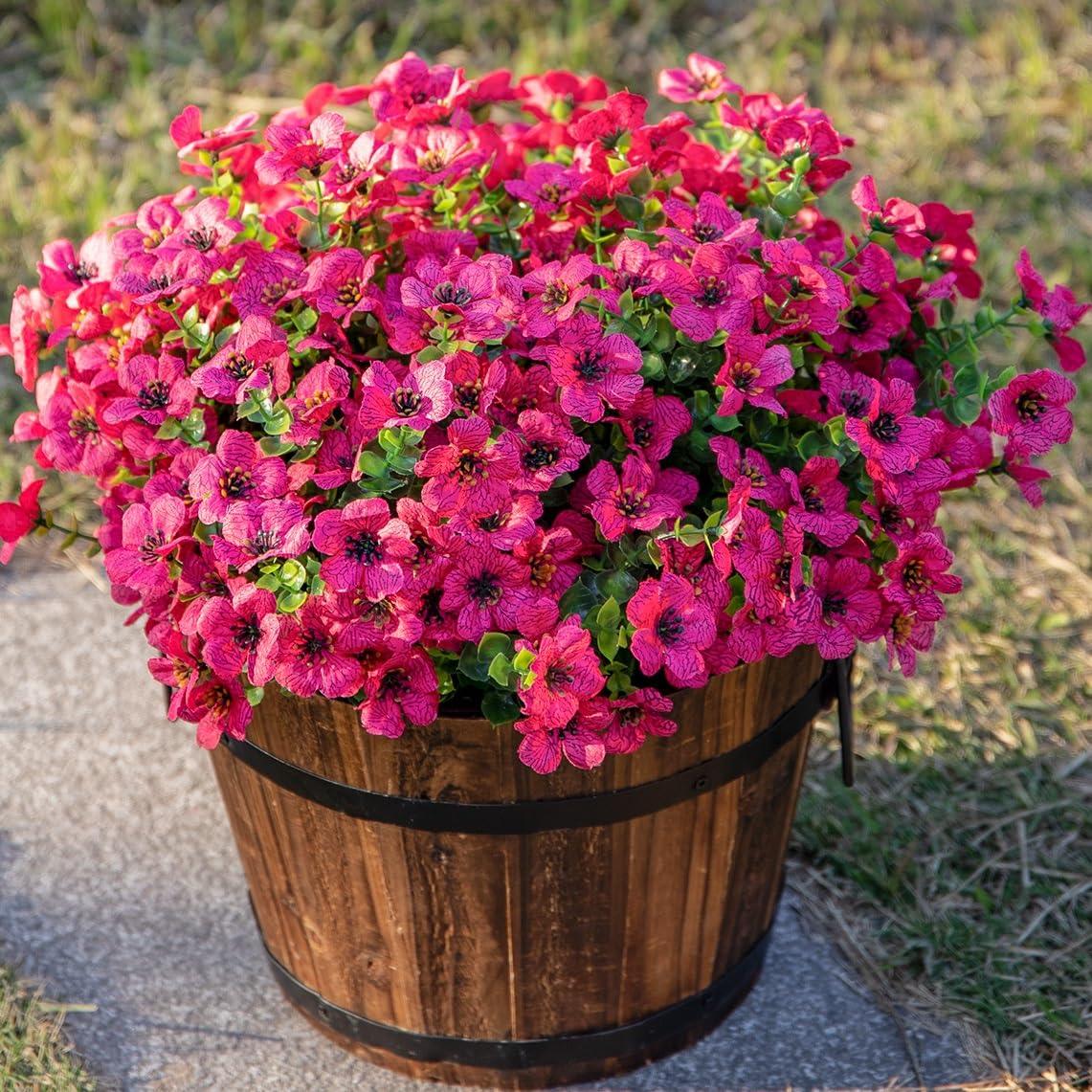 14&quot; Silk Daisy with Eucalyptus 12 Bundles in Rose Red - HyeFlora