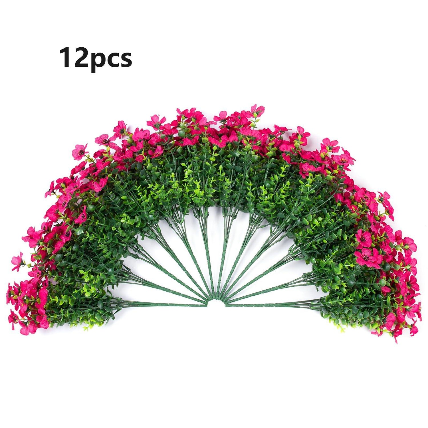 14&quot; Silk Daisy with Eucalyptus 12 Bundles in Rose Red - HyeFlora