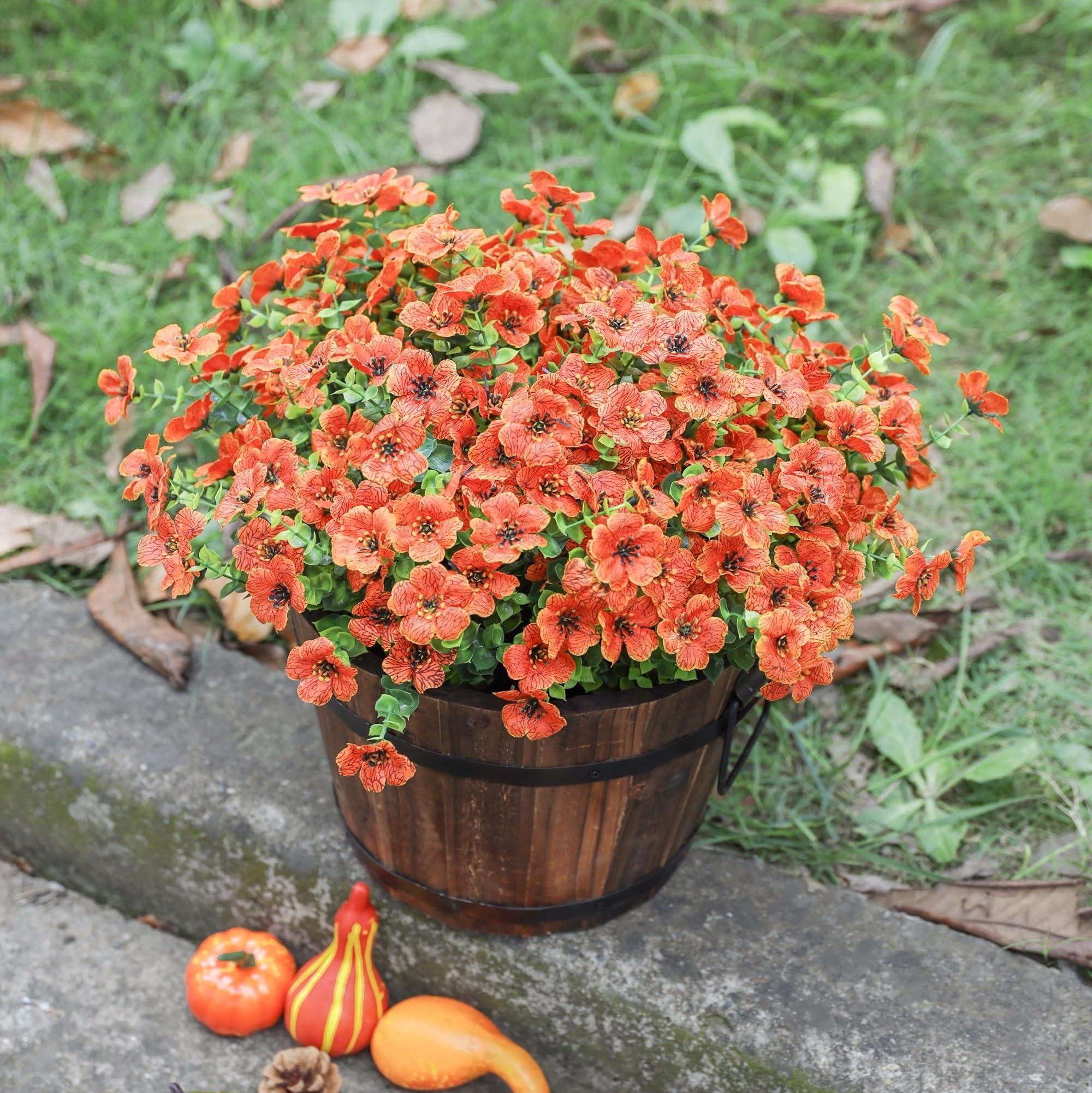 14&quot; Silk Daisy with Eucalyptus 12 Bundles- Orange - HyeFlora