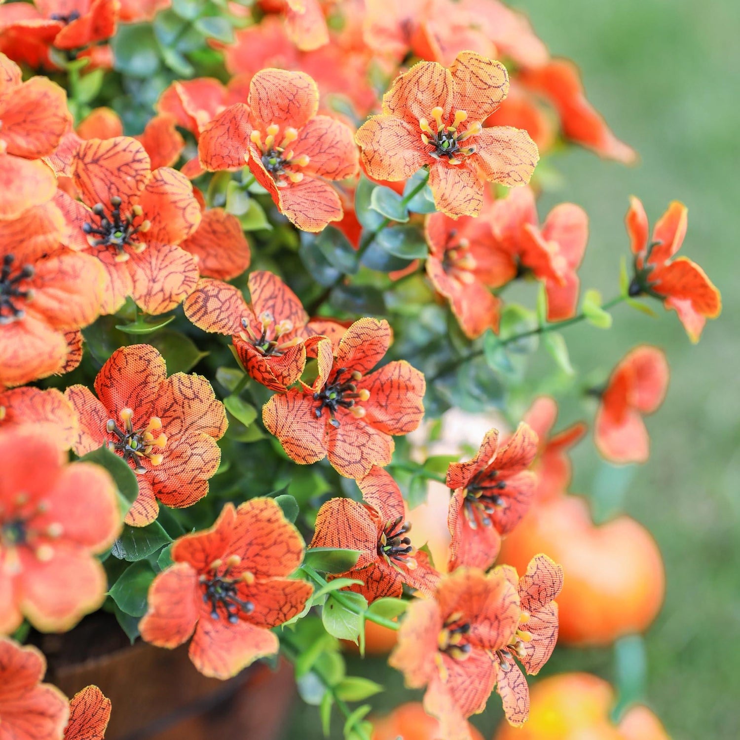 14&quot; Silk Daisy with Eucalyptus 12 Bundles- Orange - HyeFlora