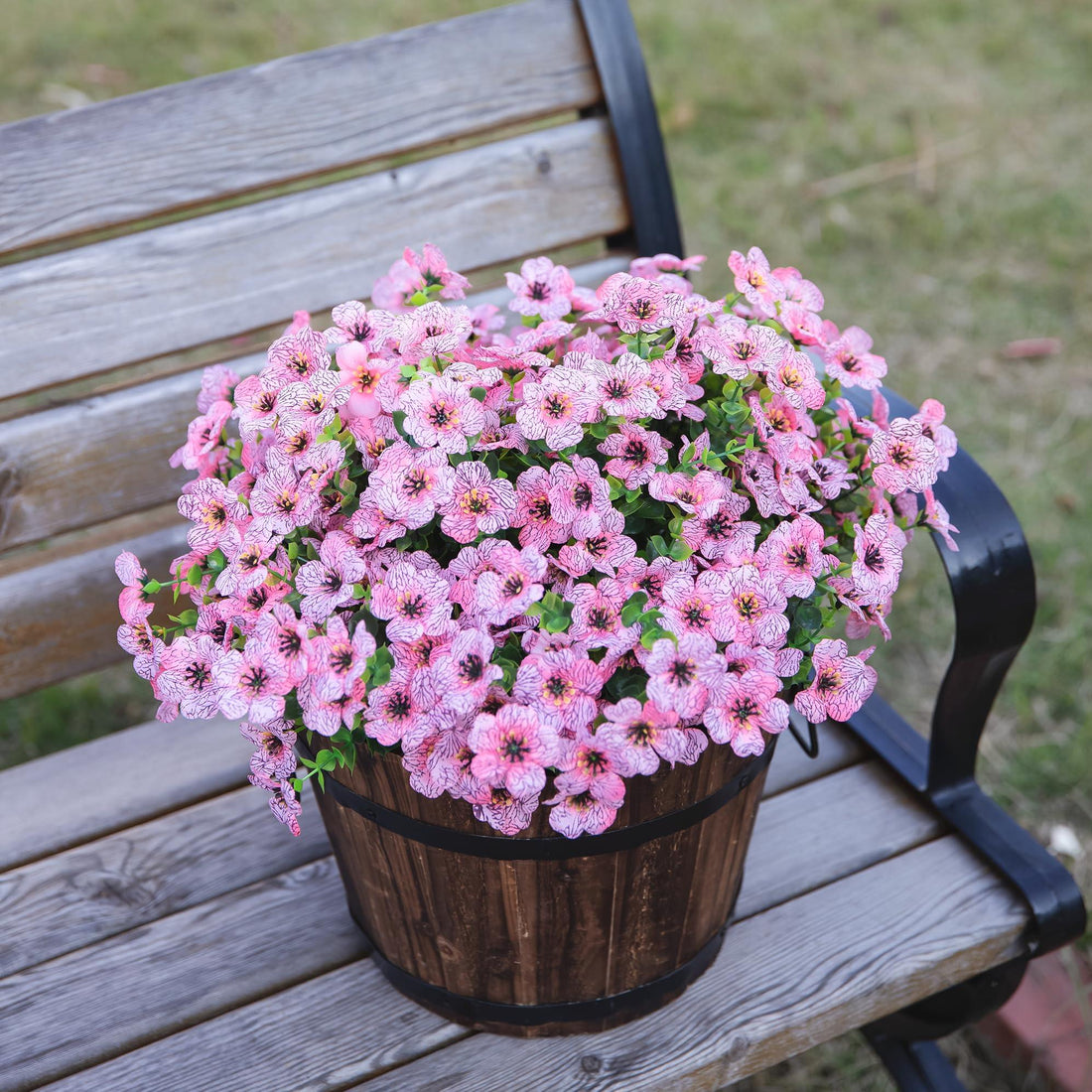 14&quot; Artificial Daisy Mums With Eucalyptus Stems - Pink Flowers 