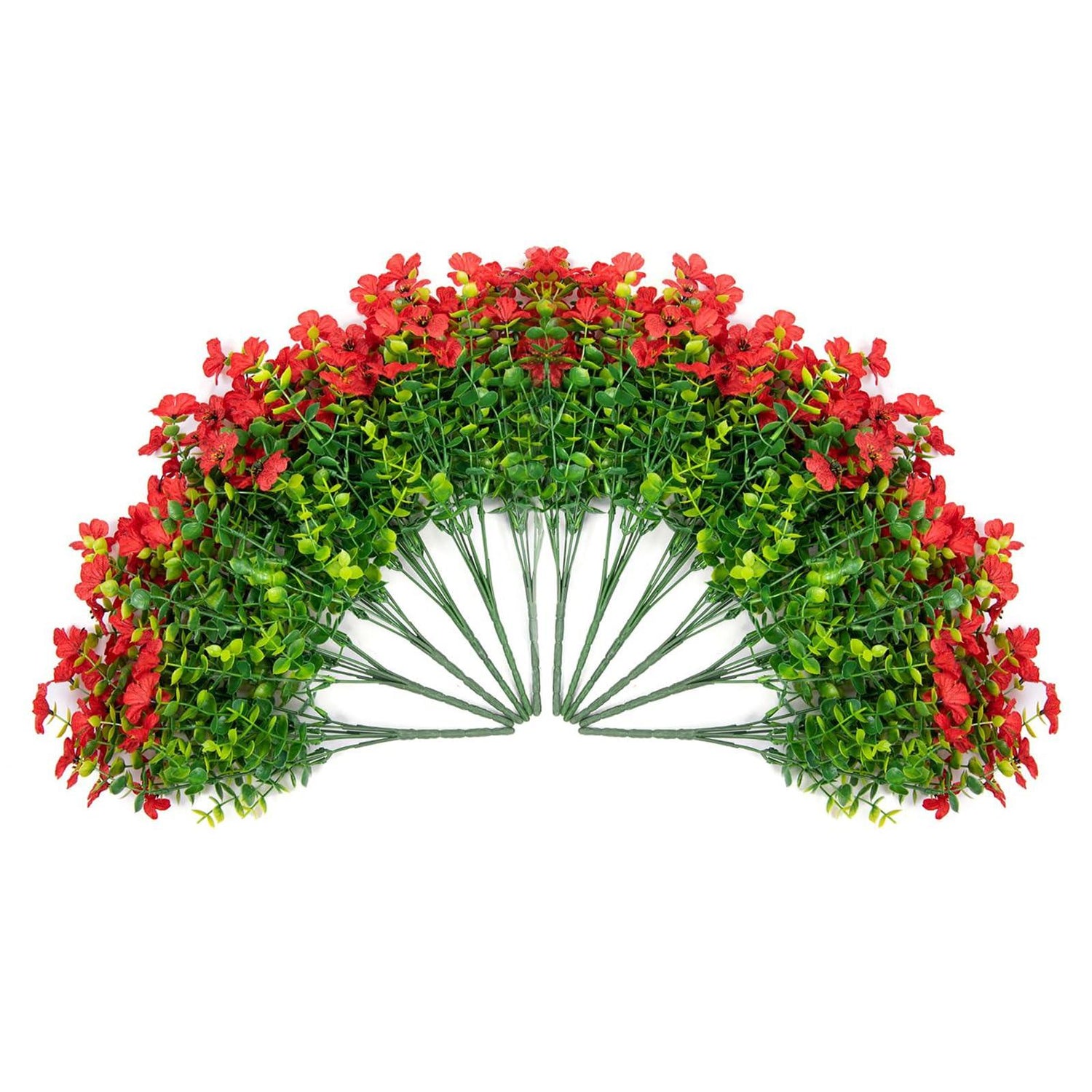 14&quot; Silk Daisy with Eucalyptus 12 Bundles- Red - HyeFlora