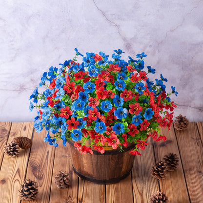 14&quot; Silk Daisy with Eucalyptus 12 Bundles- Red Blue - HyeFlora