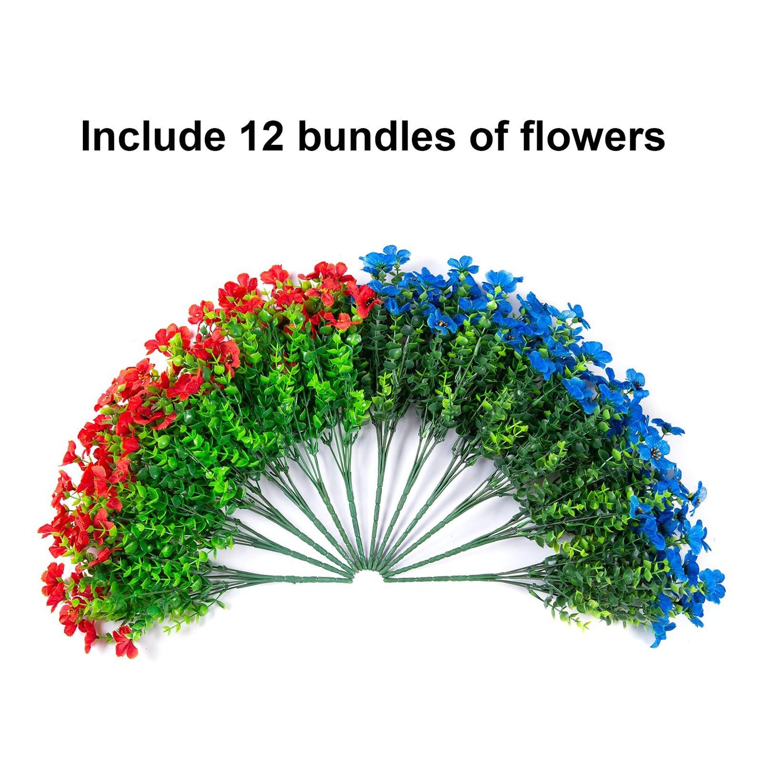 14&quot; Silk Daisy with Eucalyptus 12 Bundles- Red Blue - HyeFlora