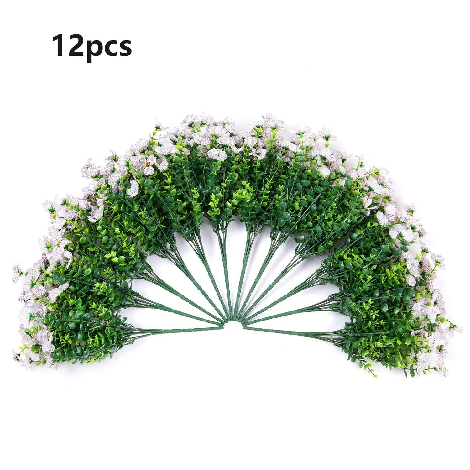 14&quot; Silk Daisy with Eucalyptus 12 Bundles- White - HyeFlora