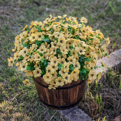 14&quot; Silk Daisy with Eucalyptus 12 Bundles- Yellow - HyeFlora