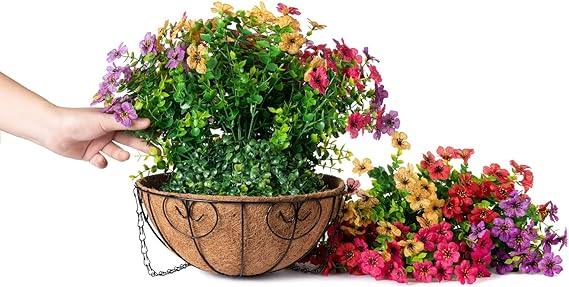 16&quot; Artificial Daisy Mums with Hanging Basket- 4 Mix Color - HyeFlora