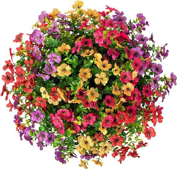 16&quot; Artificial Daisy Mums with Hanging Basket- 4 Mix Color - HyeFlora