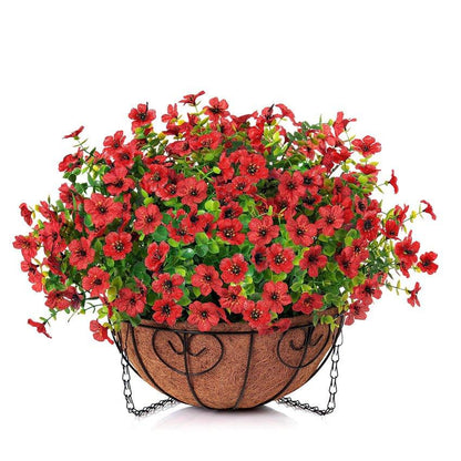 16&quot; Artificial Daisy Mums with Hanging Basket- Red - HyeFlora