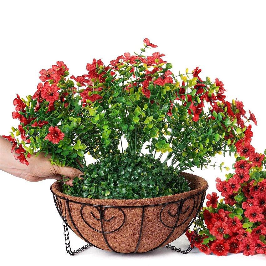 16&quot; Artificial Daisy Mums with Hanging Basket- Red - HyeFlora