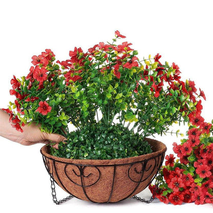 16&quot; Artificial Daisy Mums with Hanging Basket- Red - HyeFlora