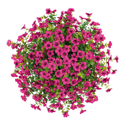 16&quot; Artificial Daisy Mums with Hanging Basket- Rose Red - HyeFlora