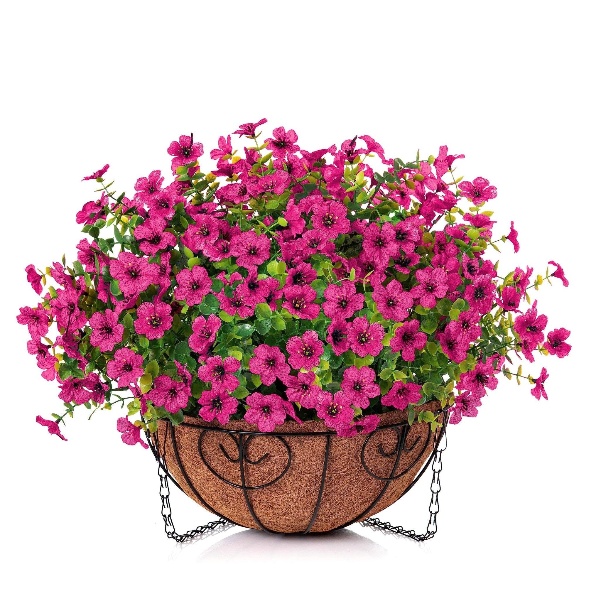 16&quot; Artificial Daisy Mums with Hanging Basket- Rose Red - HyeFlora