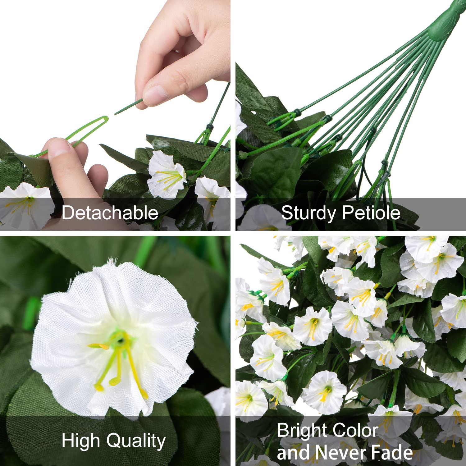 19&quot;Faux Silk Morning Glory Vines 2PCS - White - HyeFlora