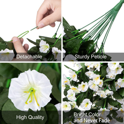 19&quot;Faux Silk Morning Glory Vines 2PCS - White - HyeFlora