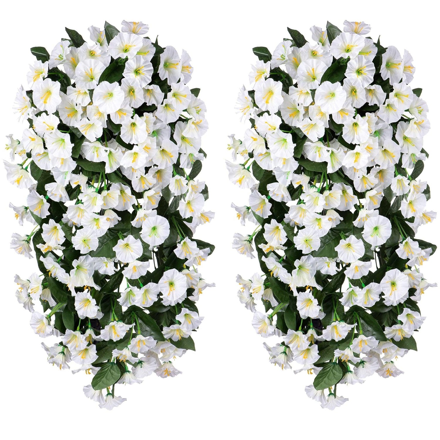 19&quot;Faux Silk Morning Glory Vines 2PCS - White - HyeFlora