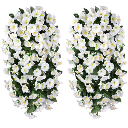 19&quot;Faux Silk Morning Glory Vines 2PCS - White - HyeFlora