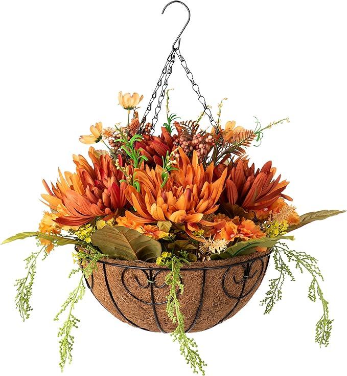 20&quot; Fully Assembled Silk Chrysanthemum Hydrangea Arrangement- Orange Mix - HyeFlora