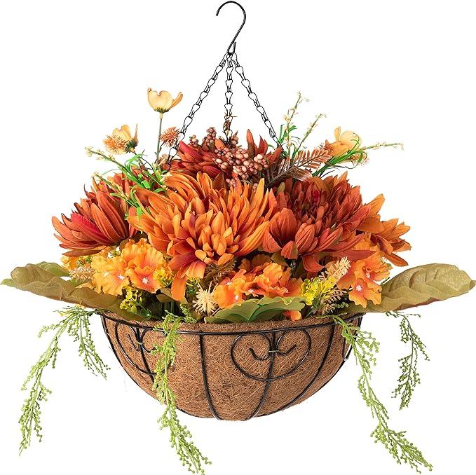 20&quot; Fully Assembled Silk Chrysanthemum Hydrangea Arrangement- Orange Mix - HyeFlora