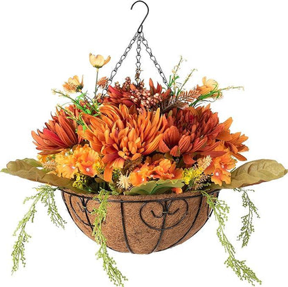 20&quot; Fully Assembled Silk Chrysanthemum Hydrangea Arrangement- Orange Mix - HyeFlora