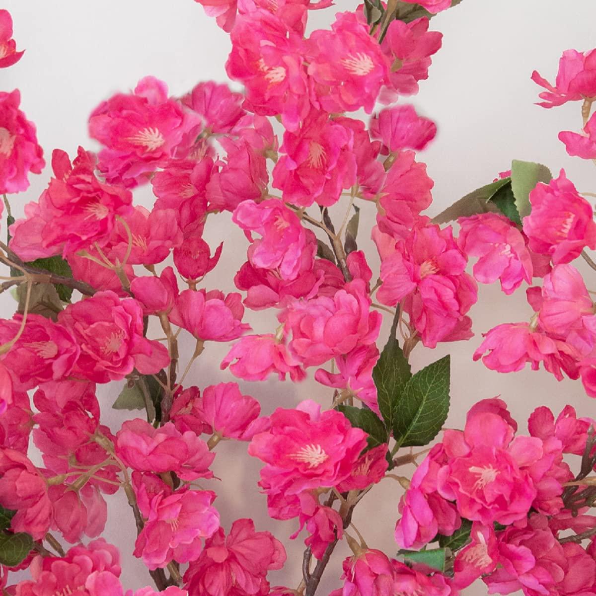 35” Faux Silk Cherry Blossom Branches 3pcs - Hot Pink - HyeFlora