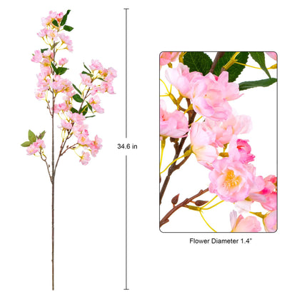 35” Faux Silk Cherry Blossom Branches 3pcs - Pink - HyeFlora