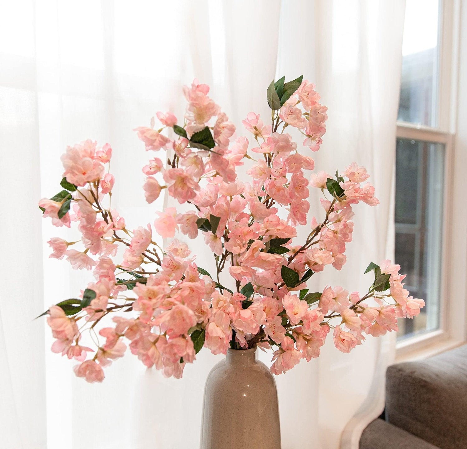 35” Faux Silk Cherry Blossom Branches 3pcs - Pink - HyeFlora