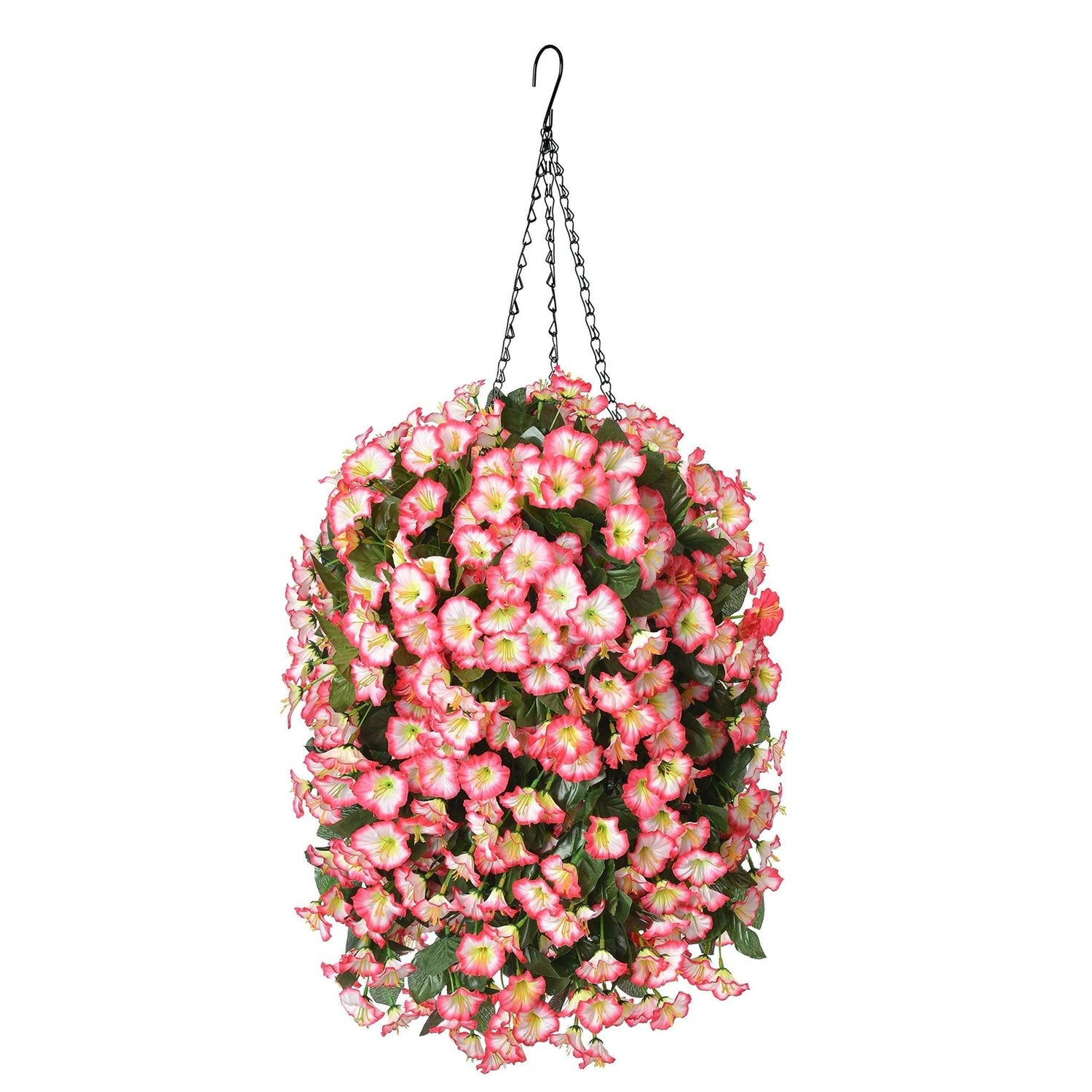 35&quot; Faux Silk Morning Glories with Hanging Basket- Pink - HyeFlora