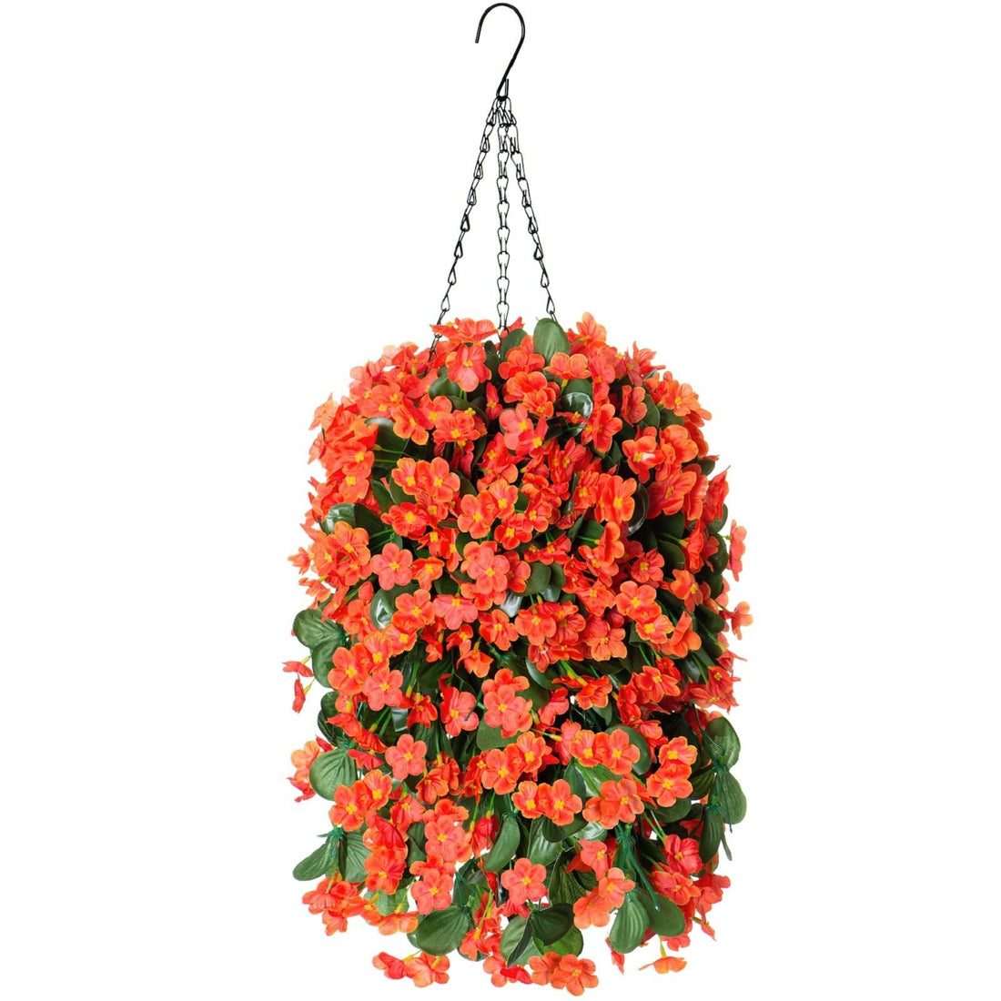 35&quot; Faux Silk Orchid with Hanging Basket-Orange - HyeFlora