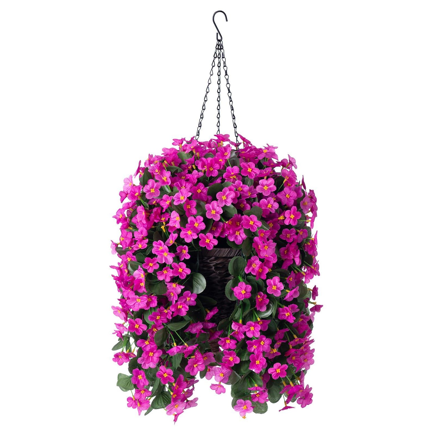 35&quot; Faux Silk Orchid with Hanging Basket- Fuchsia - HyeFlora