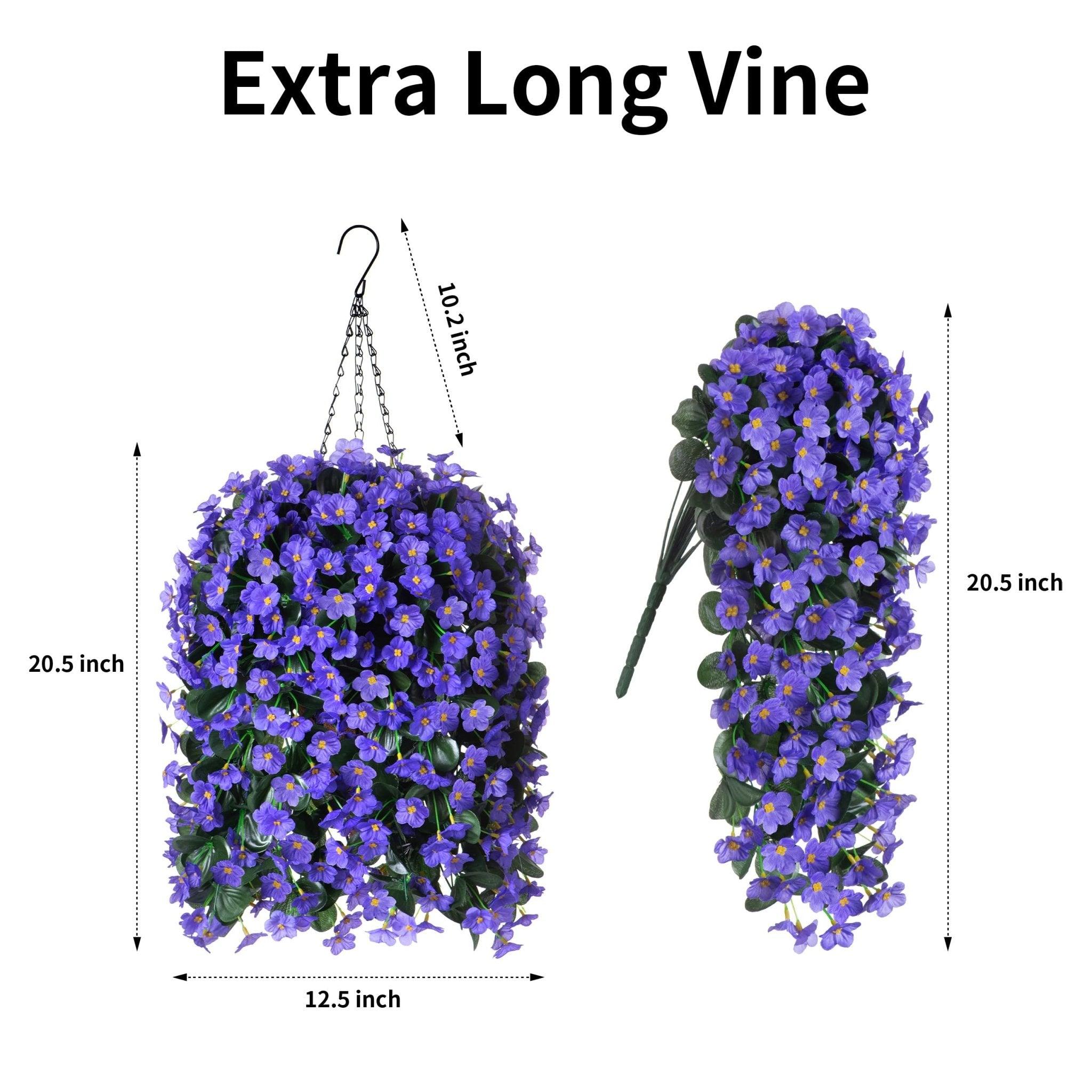 35&quot; Faux Silk Orchid with Hanging Basket- Purple Blue - HyeFlora