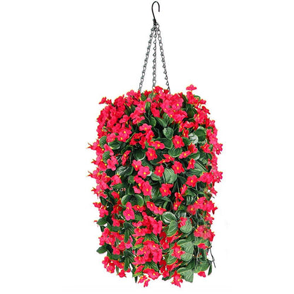 35&quot; Faux Silk Orchid with Hanging Basket- Red - HyeFlora