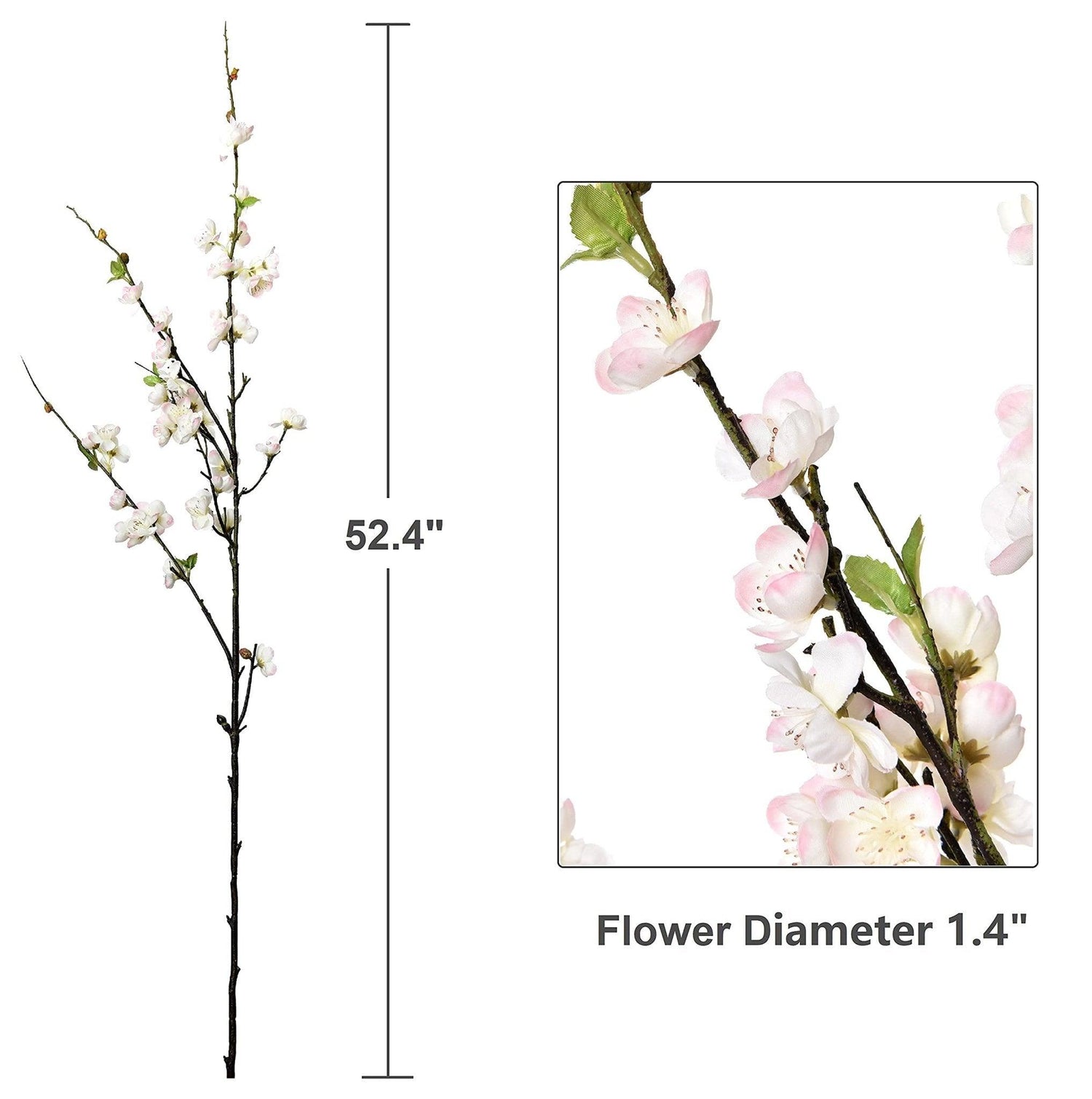 47” Faux Silk Plum Blossom Branches 4pcs - White - HyeFlora