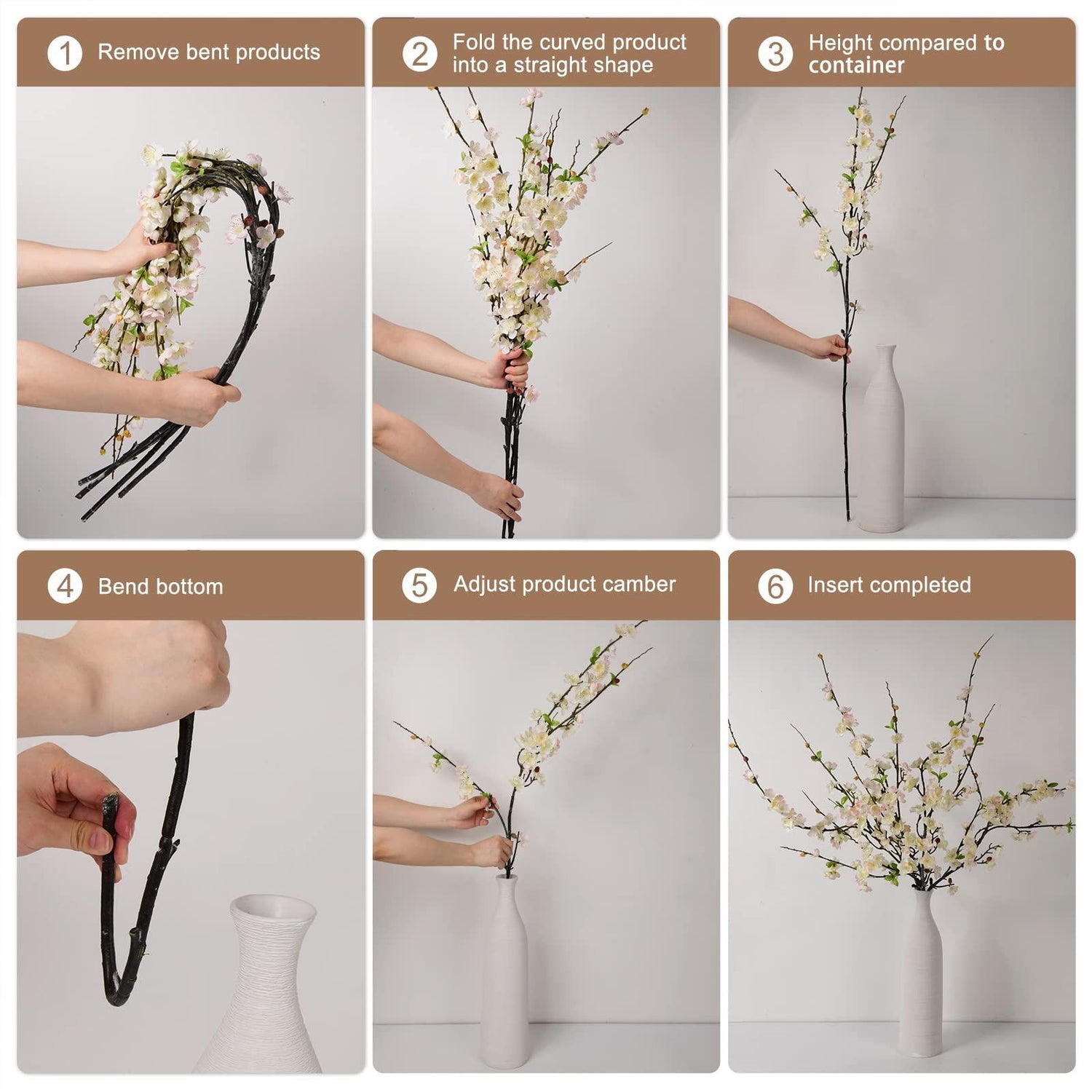 47” Faux Silk Plum Blossom Branches 4pcs - White - HyeFlora
